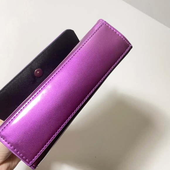 Marc Jacobs Cosmetic Case Purple Teal Lined Button Closure Make-Up Bag Clutch - Picture 5 of 11